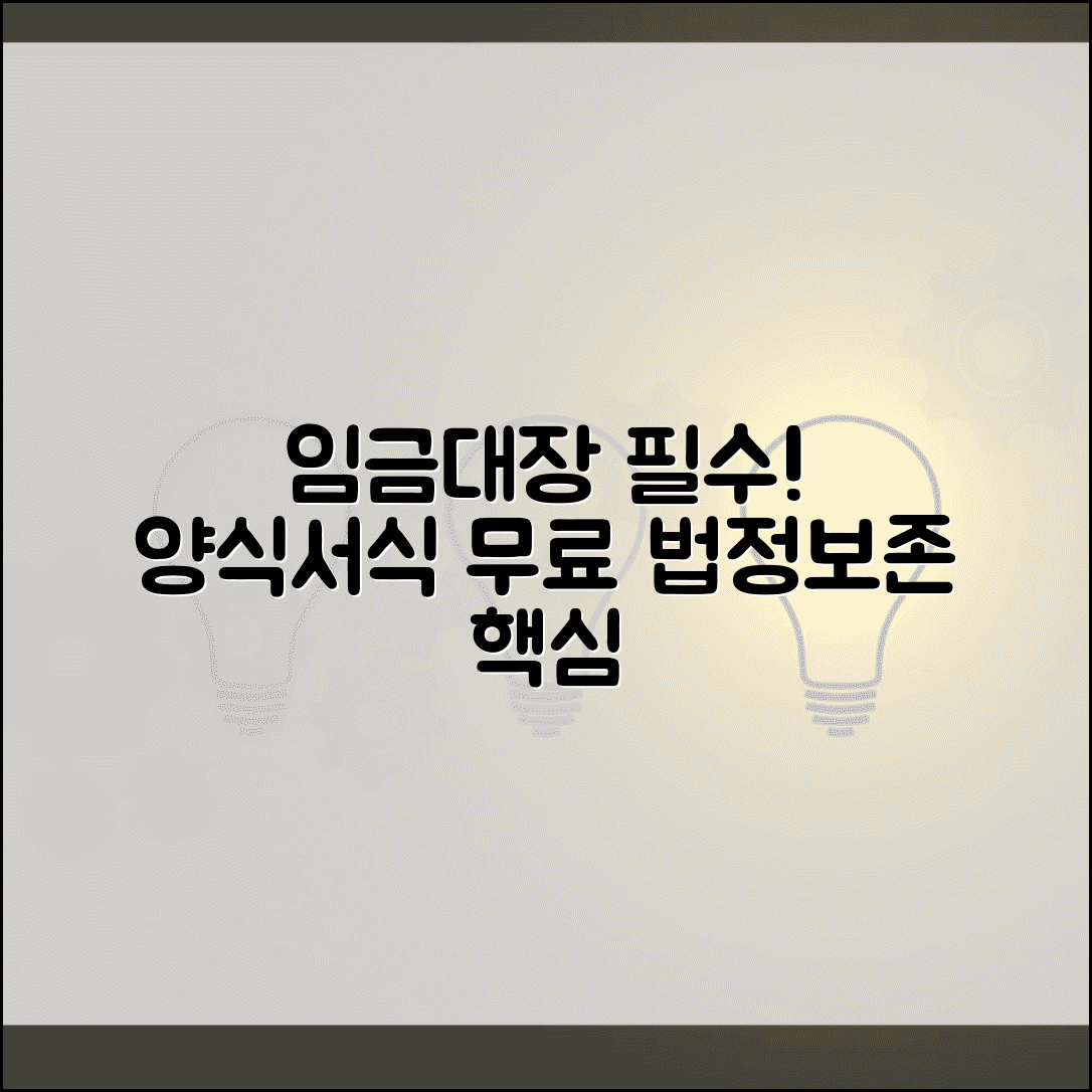 임금대장 작성 의무 및 양식 | 임금대장 무료 서식 | 법정 기재사항 | 보존 의무 기간