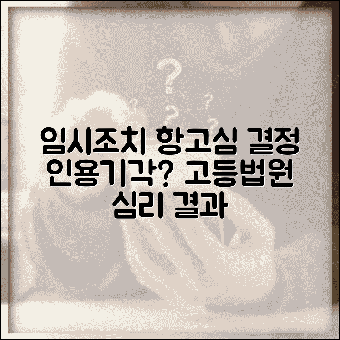 임시조치 결정 항고심 | 고등법원 항고 심리 | 항고 기각 인용 | 재항고 가능성