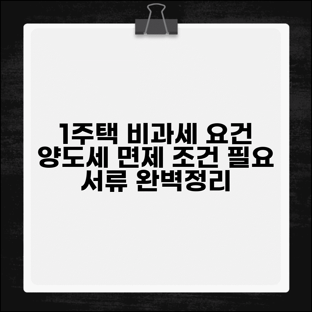 1세대 1주택 비과세 요건 완벽정리 | 양도소득세 면제 조건과 필요서류