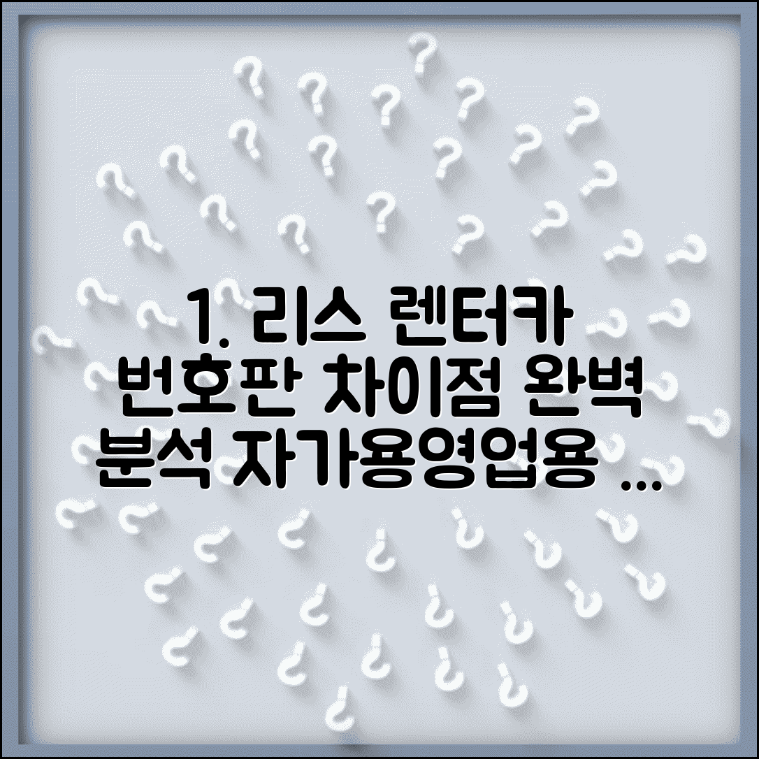 리스 렌탈 번호판 구분법 | 자가용 영업용 차이와 실생활 영향, 제대로 알기