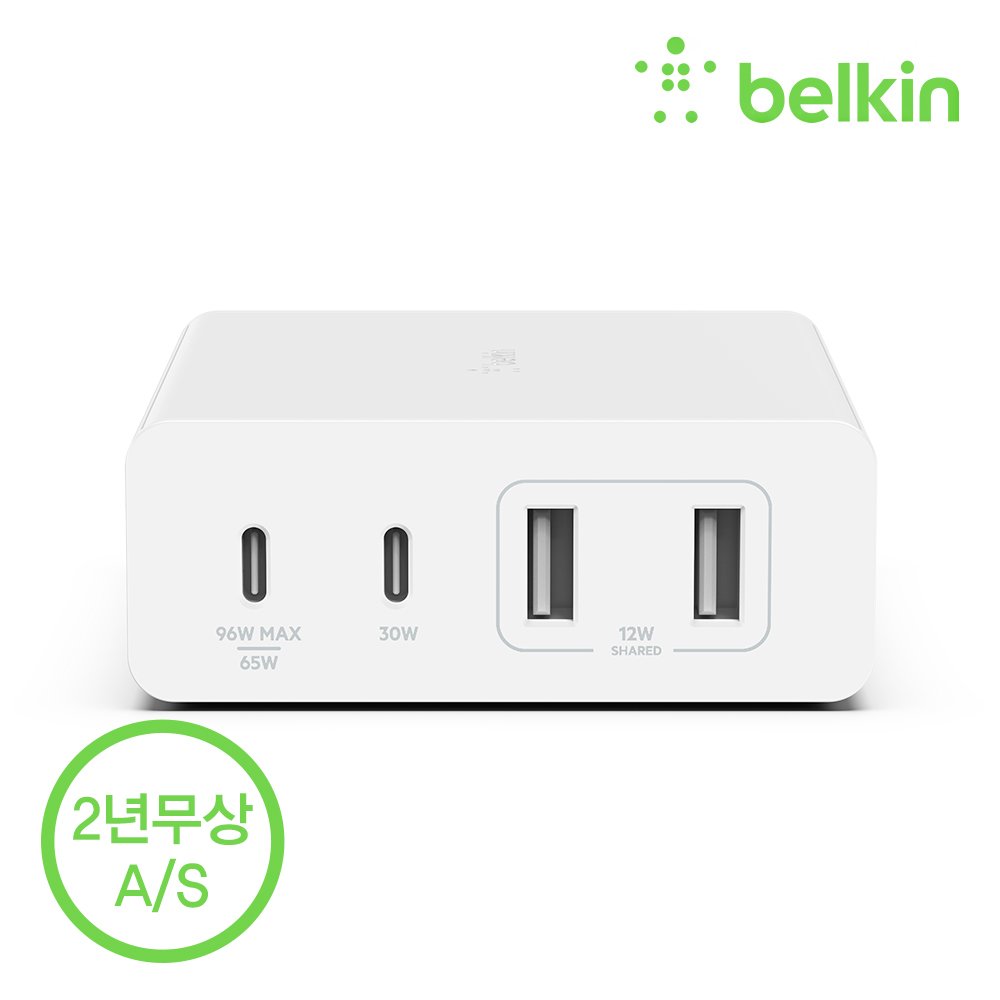 벨킨 108W 멀티 4포트 USB-C PD GaN 고속 충전기 WCH010kr 아이폰17 16 갤럭시 S26 S25 S24 맥북 에어 아이패드 프로 M4 노트북 충전 상세 이미지 2