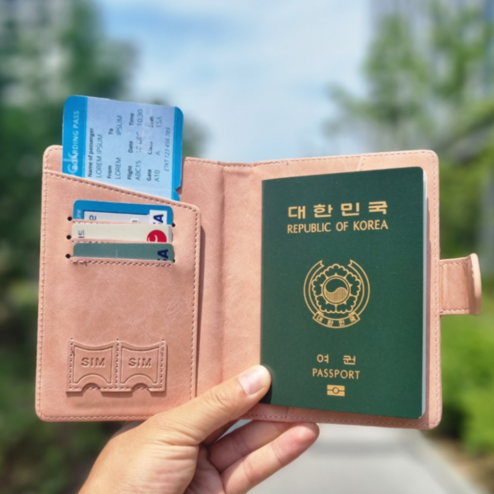 각인 여권케이스 지갑 RFID 해킹방지 안티스키밍 해외여행 필수품 파우치 가방 상세 이미지 2