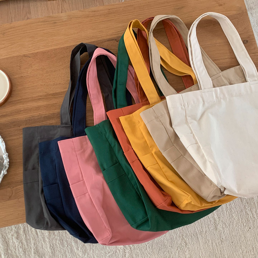 보부상가방 무지캔버스 숄더백 마카롱에코백 네이비 상세 이미지 2