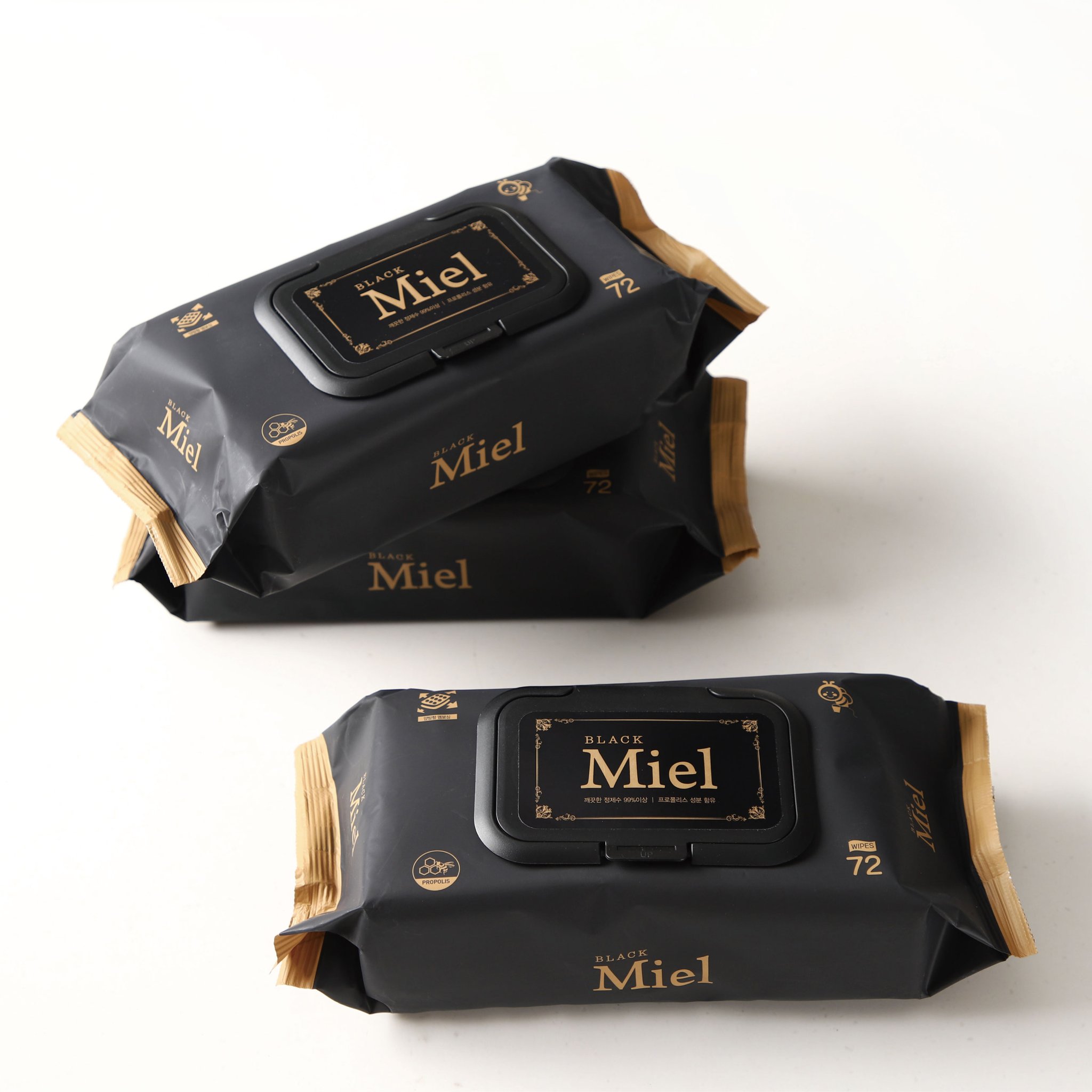 미엘 가장 도톰한 양방향엠보싱 아기 물티슈 블랙 72매 캡형 10팩 65g 상세 이미지 2