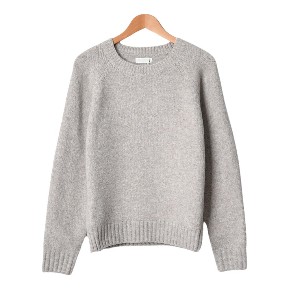 여성 라운드넥 울 니트 나그랑 루즈핏 가을 겨울 블랙 그레이 시보리 스웨터 빅사이즈 상세 이미지 2