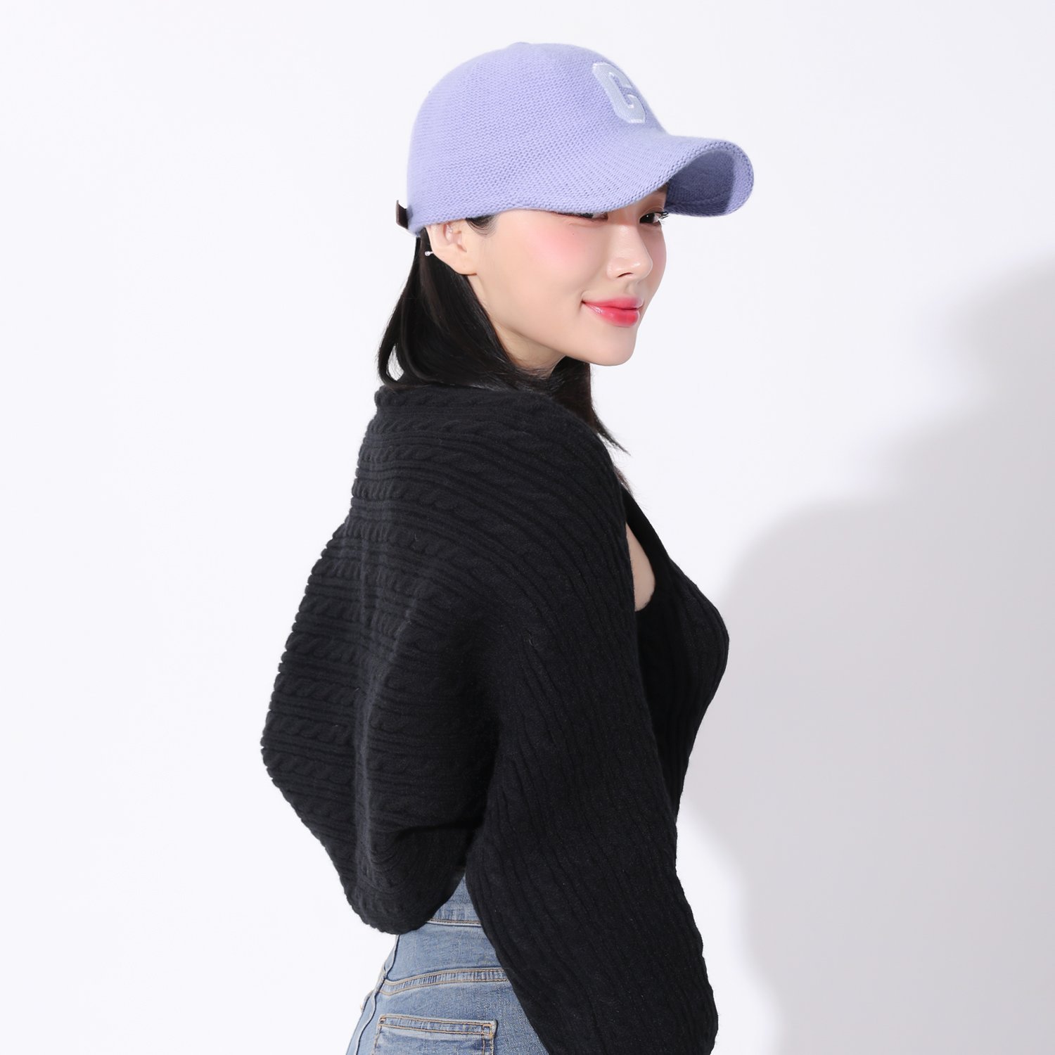 국내생산 여성 겨울 캡모자 부드러운 울 니트 볼캡 c로고 모자 상세 이미지 2