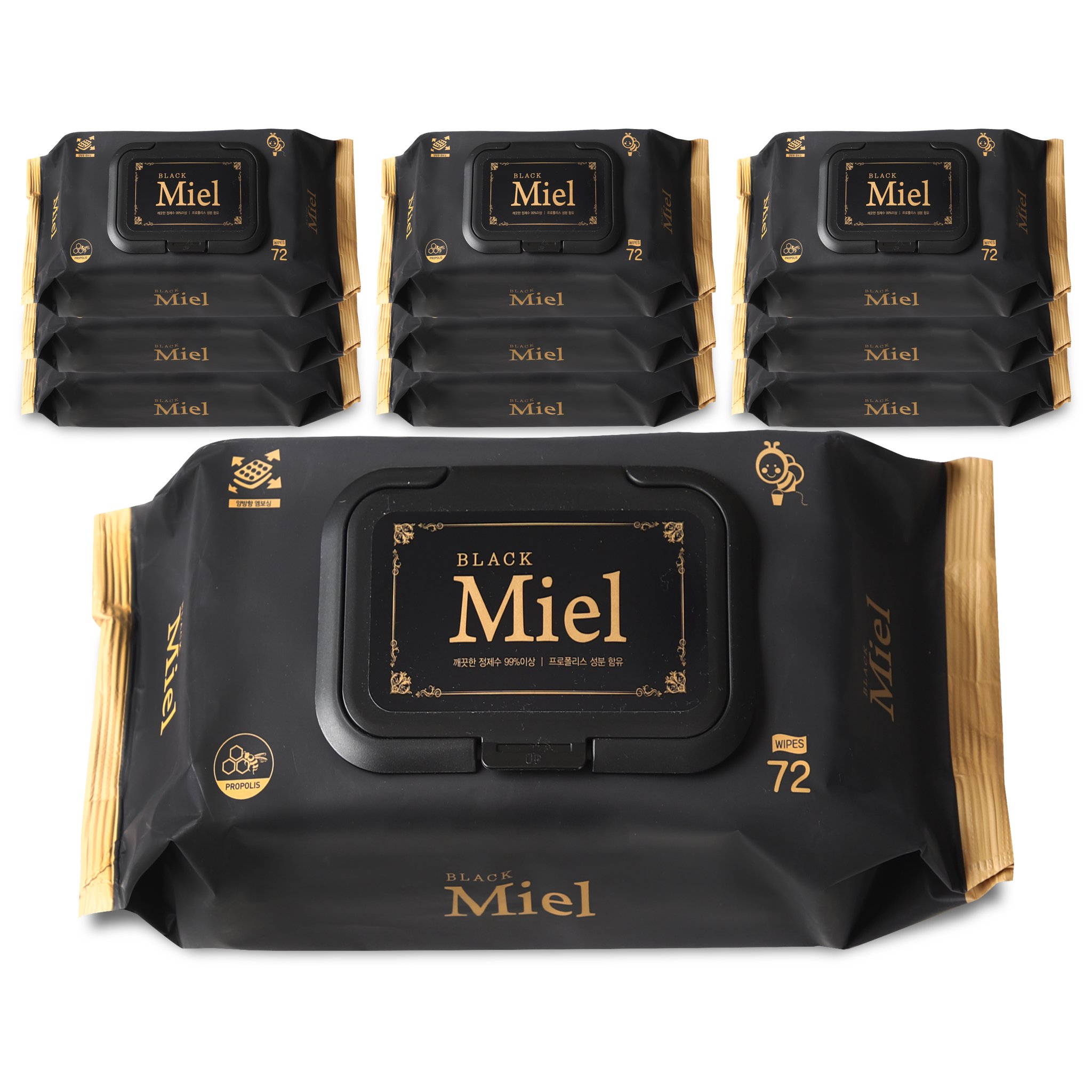 미엘 가장 도톰한 양방향엠보싱 아기 물티슈 블랙 72매 캡형 10팩 65g 상세 이미지 1