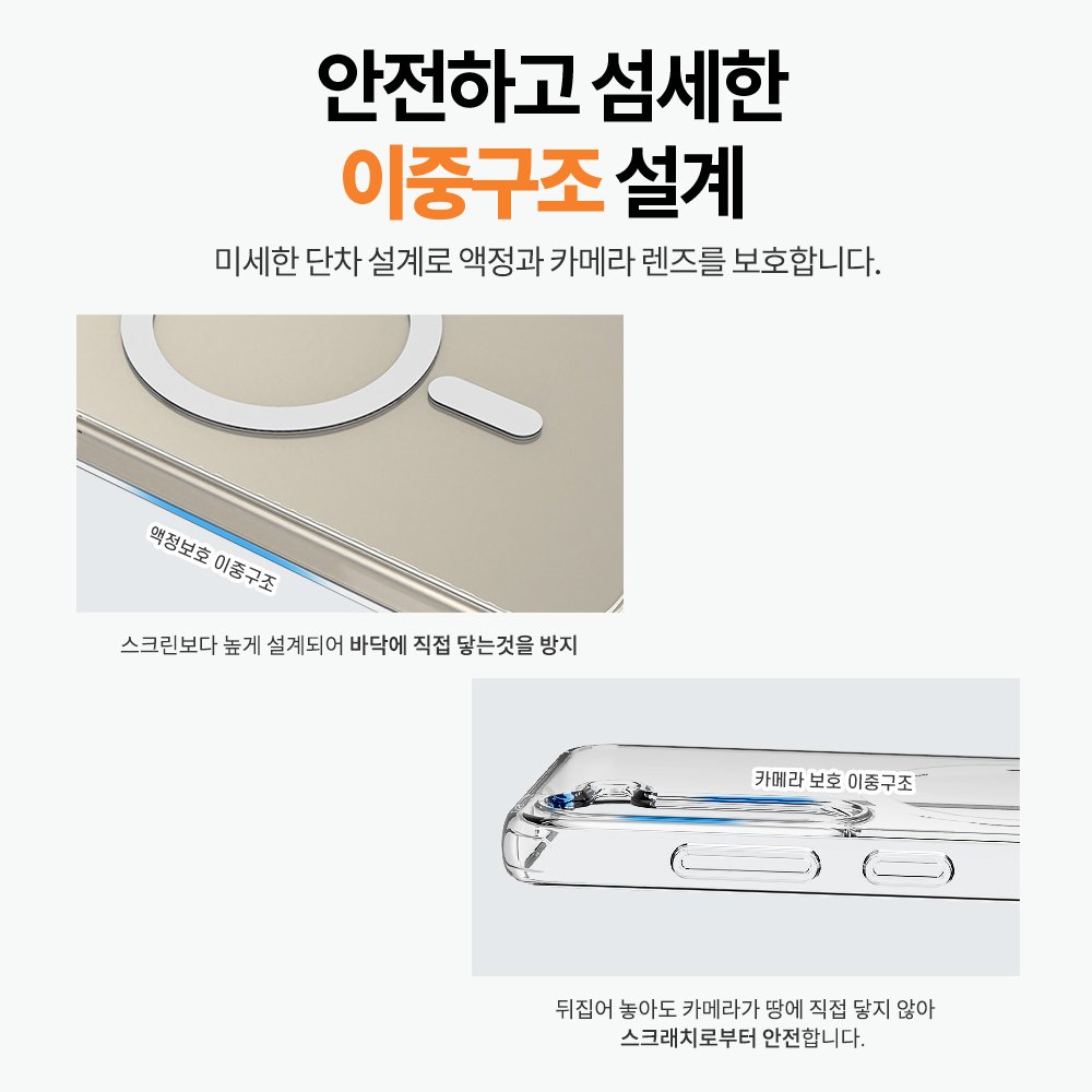 랩씨 맥세이프 마그넷 케이스 최강 2배 자력 변색 방지 클리어 투명, 갤럭시S23 플러스 상세 이미지 1